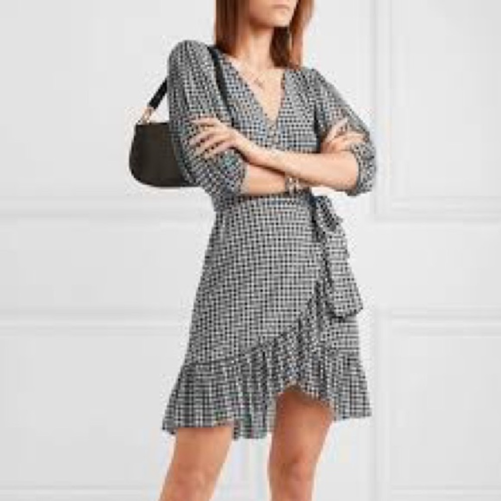 Ganni Gingham Wrap‎ Mini Dress
